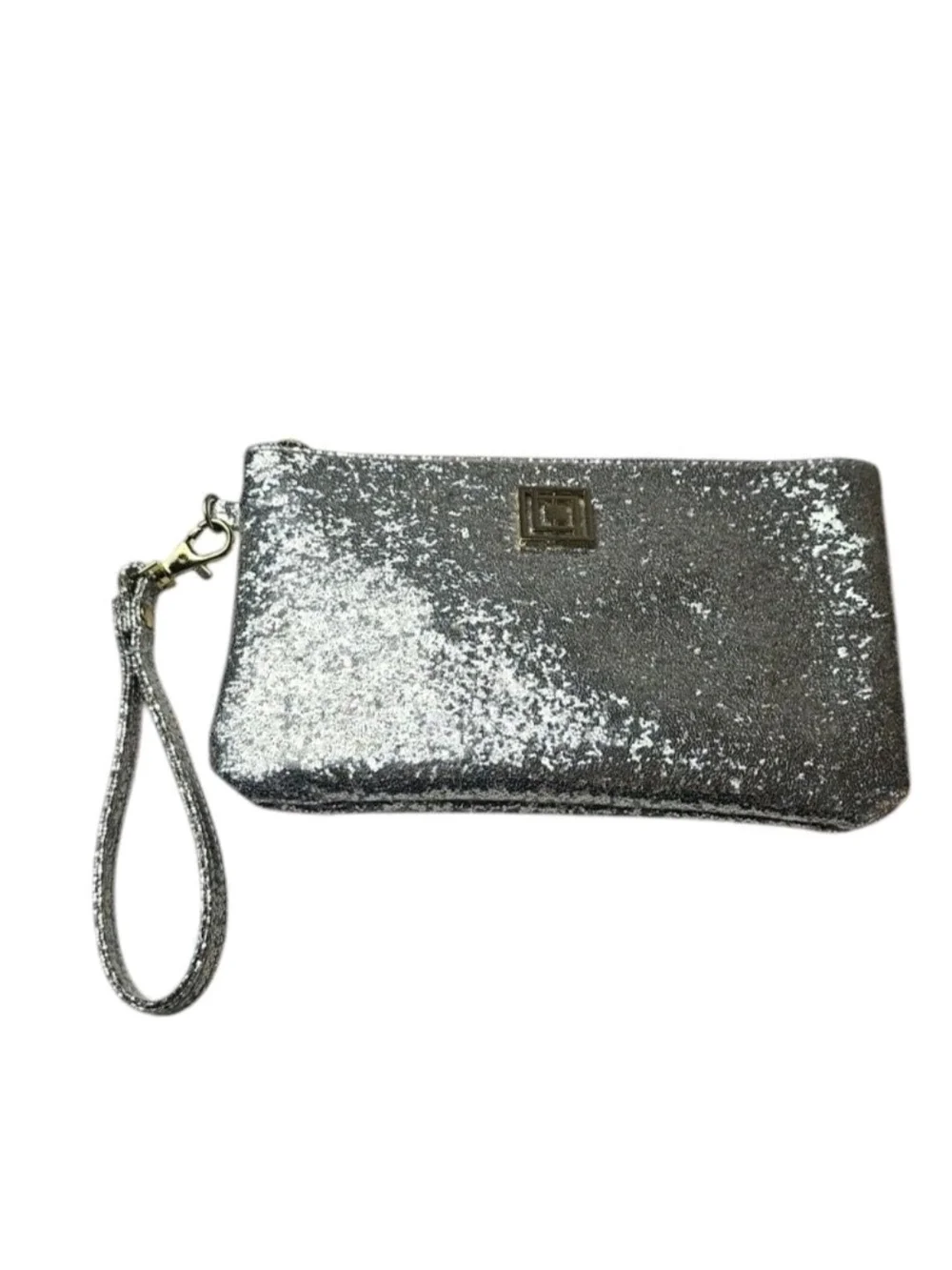 Liz Claborne Silver Glitter Wrist Wallet Phone Charger Battery USB Adapters Club
